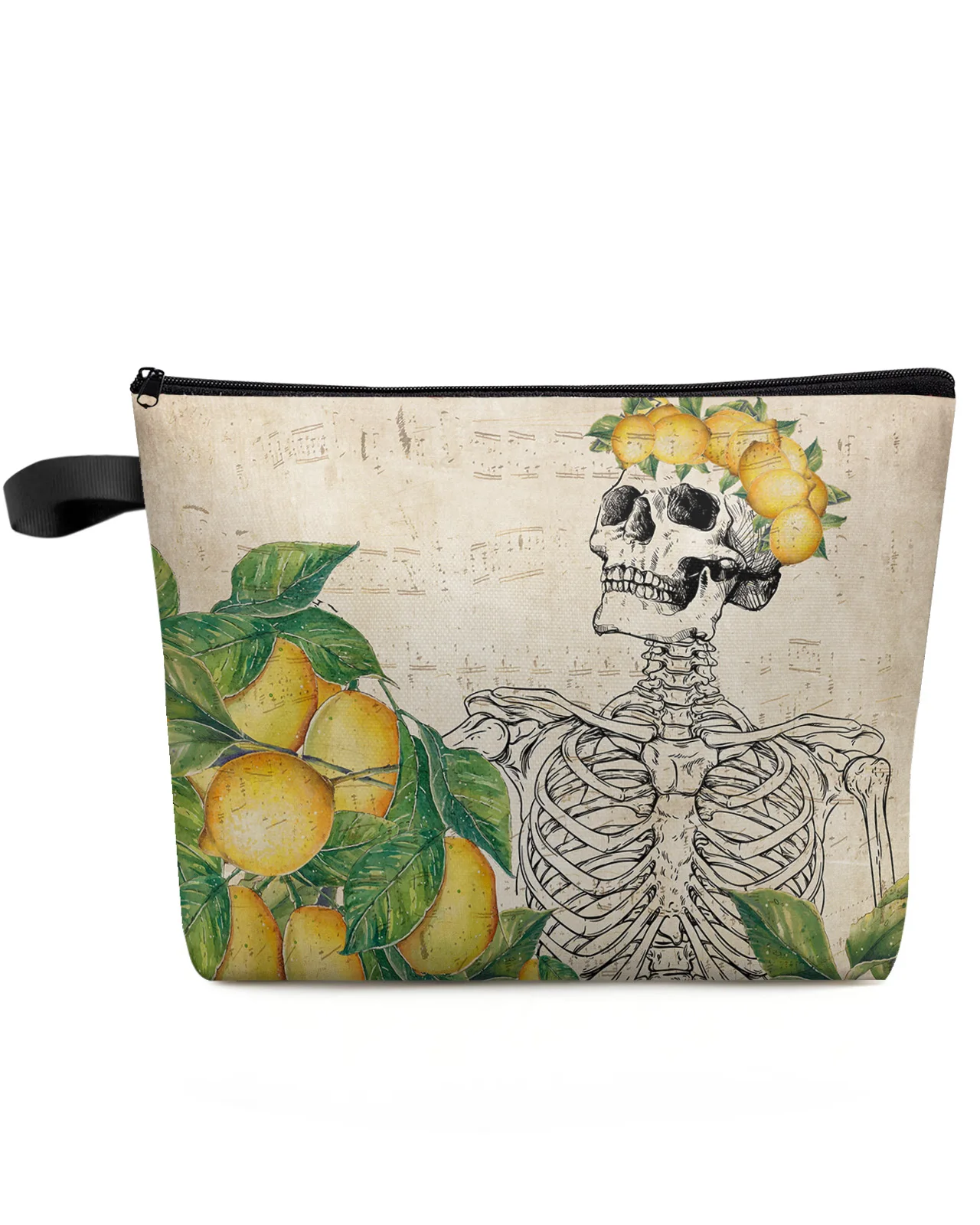 

Skull Lemon Retro Makeup Bag Pouch Travel Essentials Lady Women Cosmetic Bags Toilet Organizer Kids Storage Pencil Case