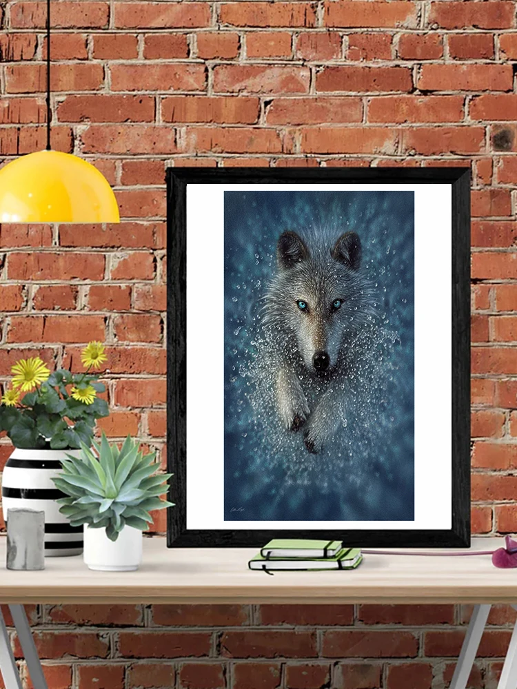 

DIY-5D Diamond Painting Wolf Splice Set Full Diamond Embroidery Mosaic Picture Closed