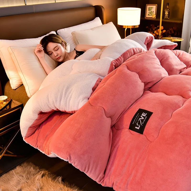 

Утолщенное теплое Фланелевое зимнее одеяло, одинарное и двойное одеяло для студенческого общежития, стеганое одеяло, Королевский размер, Х...