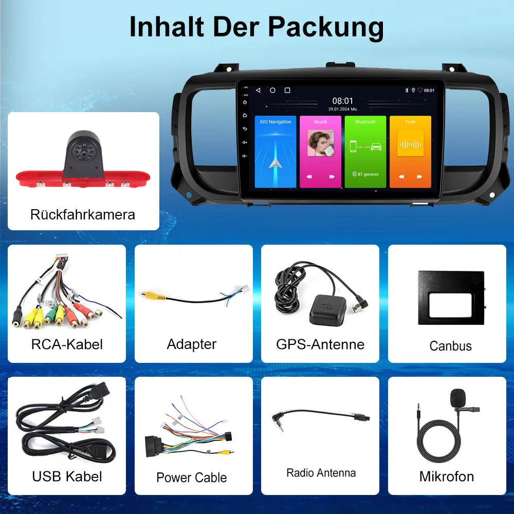 Автомобильный радиоприемник Android с GPS-навигацией Carplay + камера заднего вида HD для