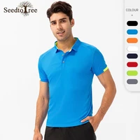 summer mens polo shirt sports solid color short sleeved loose breathable casual t shirt