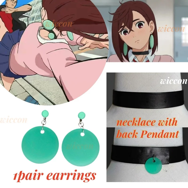 Dandadan Momo Ayase косплей парик реквизит 1 пара серьги клипсы ожерелье с подвеской на