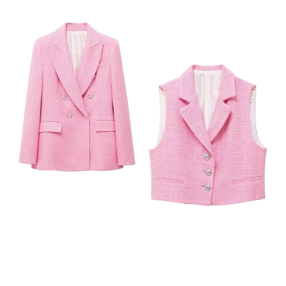 Женский весенний двубортный Блейзер текстурированный Повседневный пиджак в