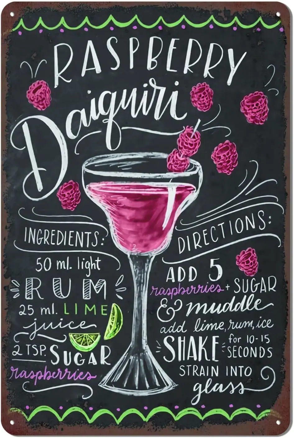 Vntge Br Metl Tn Sgn Ретро Cocktl Wll Decor Mn Cve 12 x 8 nch - Dqur