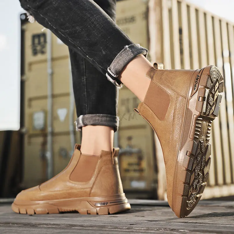 

2023 Fashion Men Leather Boots Men's Winter Shoes High Quality Leather Comfortable Ankle Men Boots Zapatillas Hombre