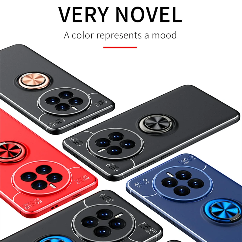 For Huawei Mate 50 Case Cover Huawei Mate 50 Pro Capas New Phone Back Bumper TPU Soft Ring Magnetic Holder Fundas Huawei Mate 50