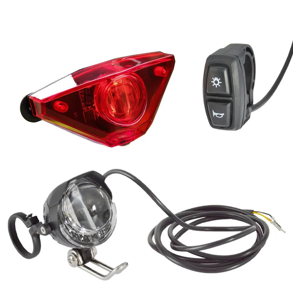 

12V-56V Electric Bike Front Light Taillight And Switch Built-In Speaker CNC Aluminum Housing E Bike Light Bike Accessories