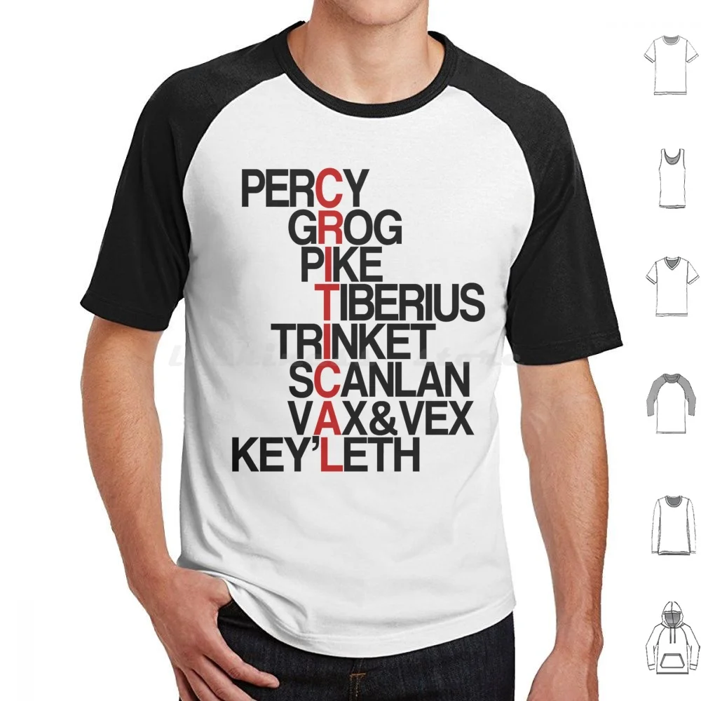 Классические названия в черной футболке 6Xl хлопковая крутая футболка Vox Geek Sundry Grog Percy Vax Vex Keyleth Kiki Trinket Tiberius Pike