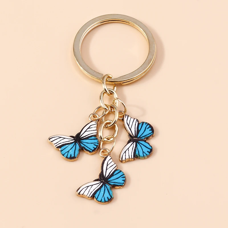 

Cute Keychain Colorful Butterfly Key Ring Enamel Flying Animals Key Chains For Women Girls Handbag Accessorie Handmade Jewelry