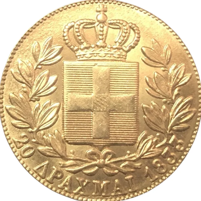 

Золотая копия монеты Греции 1833 года 20 драхма