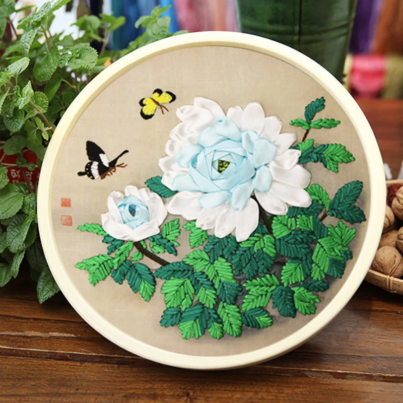 

Handmade Diy Material Package Ribbon Embroidery National Wind Painting Set Beginner Craft Embroidery Production Product Gift Kit