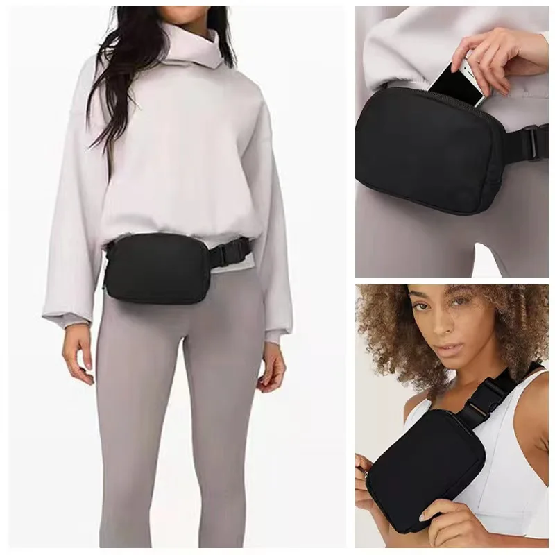 Lulu Same Waist Bag Sports Waterproof Waist Bum Bag Running Belt Pouch Zip Fanny Pack Mobile Phone Bag Oxford Cloth Chest Bag