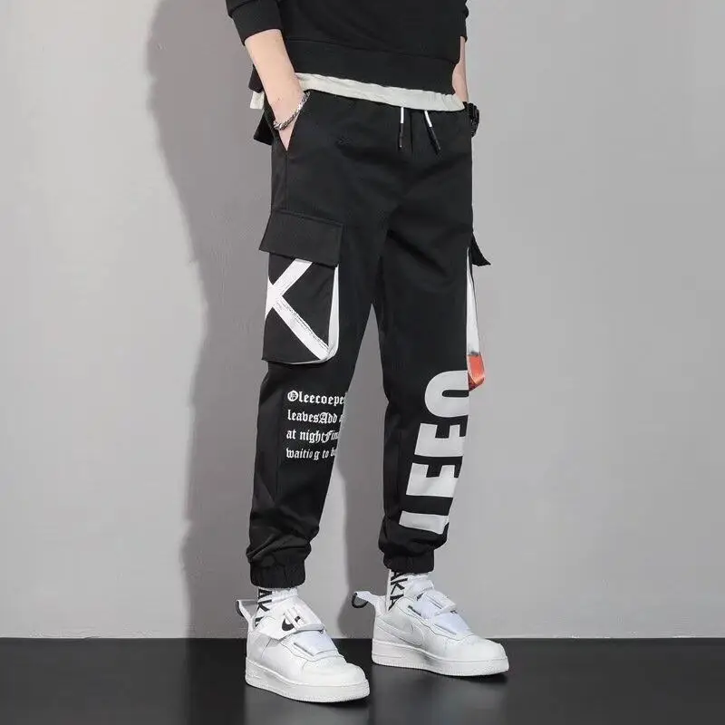

2022Spring Four Seasons Universal Multi-Pocket Cargo Pants Men's Printed Ankle-Tied Casual PantsXZ212-QK735-P35