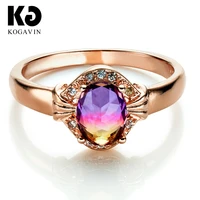 kogavin rings for women simple design rings female pink blue crystal anillos party wedding crystal anillos mujer ring rings