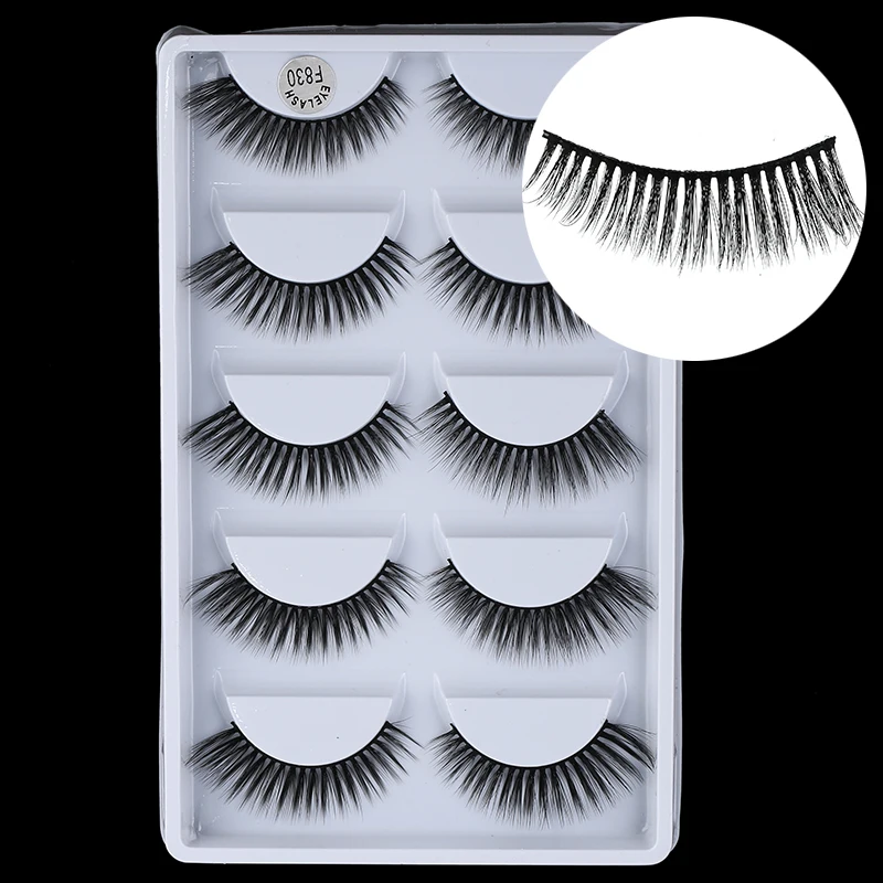 5 Pairs 3D Mink Eyelashes Natural False Faux Cils Maquillaje Long Lashes Soft Fake Extension Makeup Cosmetic | Красота и здоровье