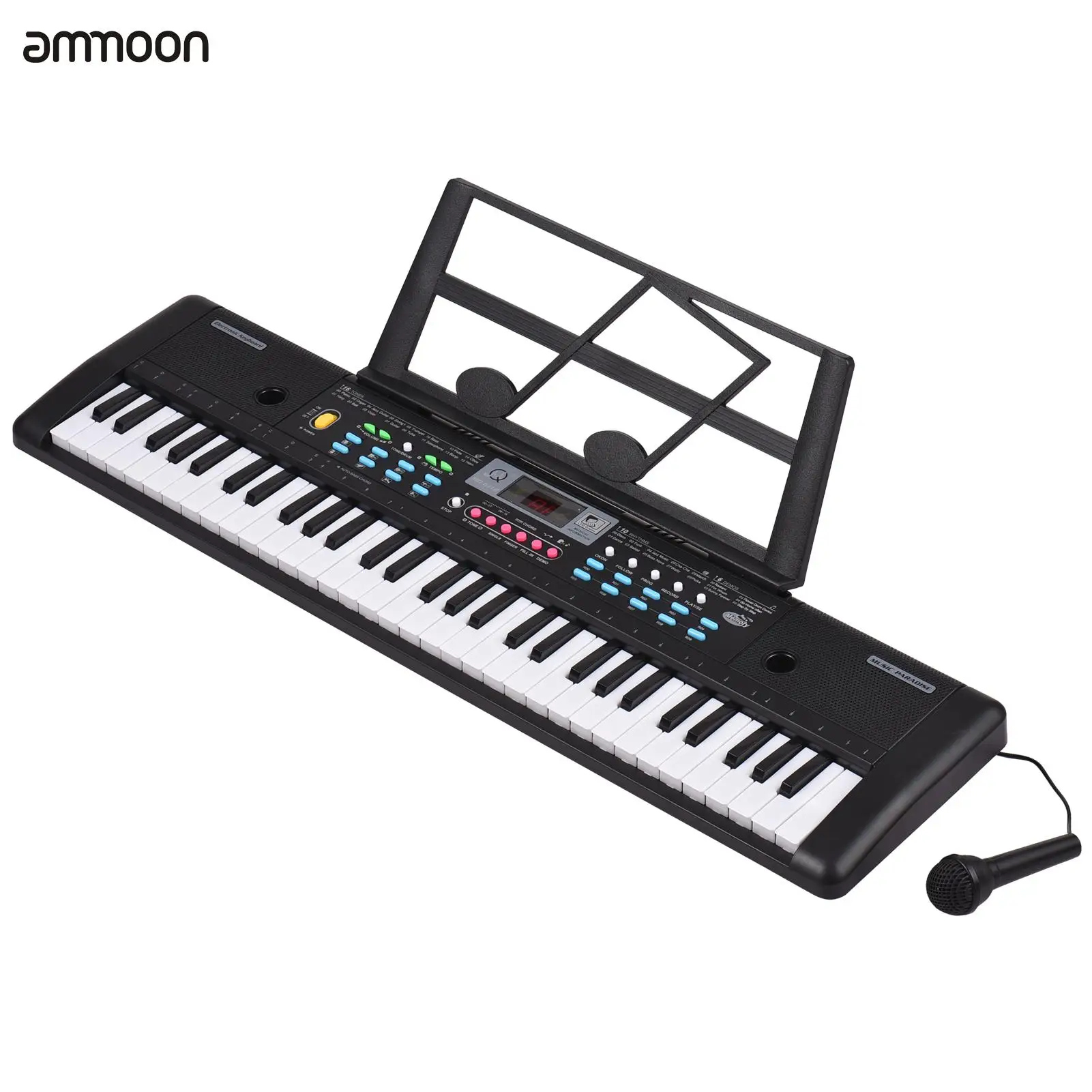

61Key USB Electronic Organ Children's Electric Pian Microphone Black Digital Music Electronic Keyboard Instrument Stereo Speaker