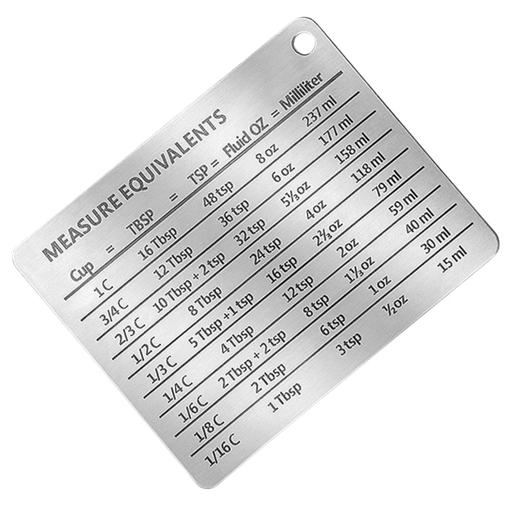 

Kitchen Conversion Chart Baking Measurement Home Accessory Scale Stainless Steel Fridge Magnet