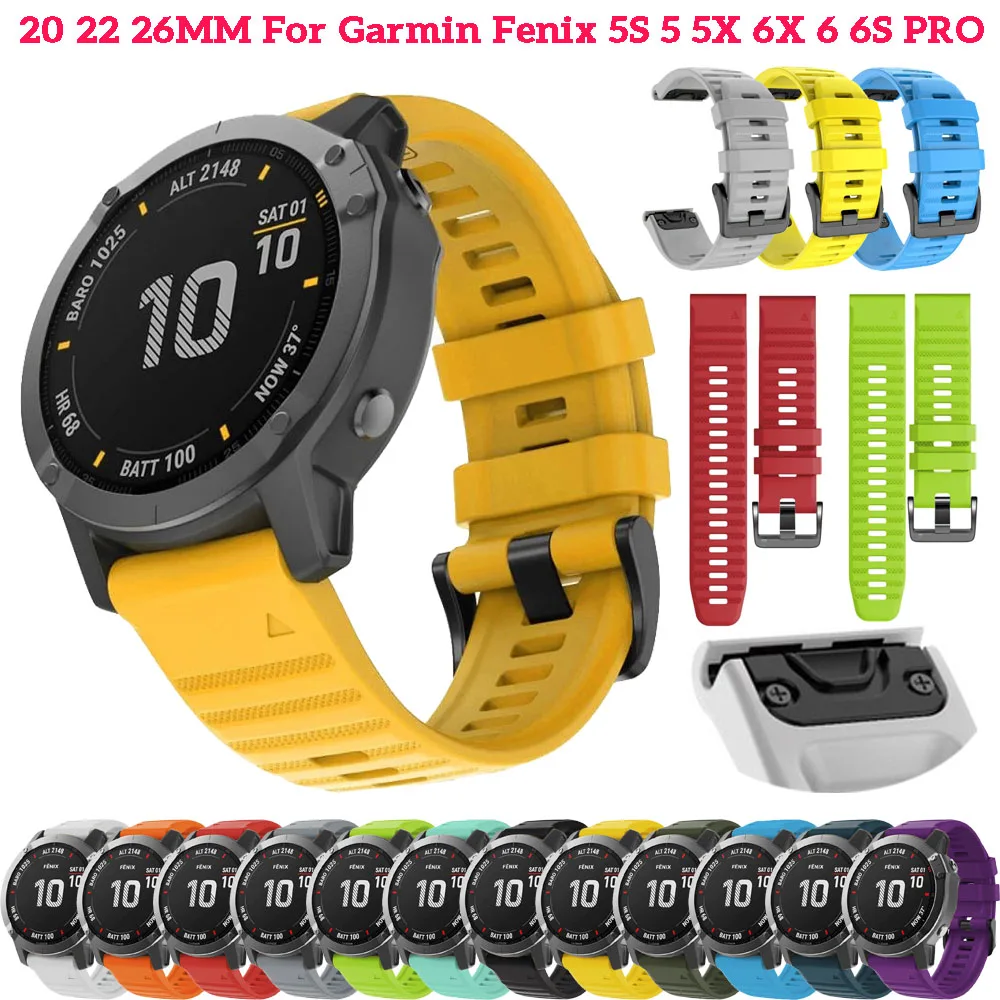 

26 22 20MM Silicone Watch Band Straps For Garmin Fenix 6X 6 6S Pro 7X 7 7S Mk2S 5S 5X 3HR Easyfit Wristband Smartwatch Bracelet