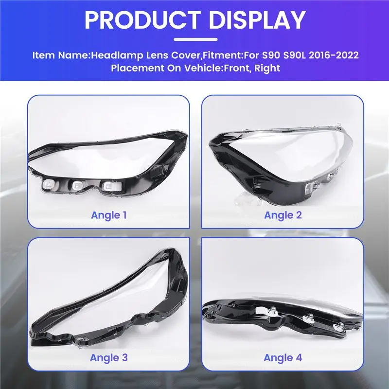 Фото Для Volvo S90 S90L 2016-2022: Защитная крышка передней фары, корпус фары, маска фары, линза, плексиглас - AS55 №2