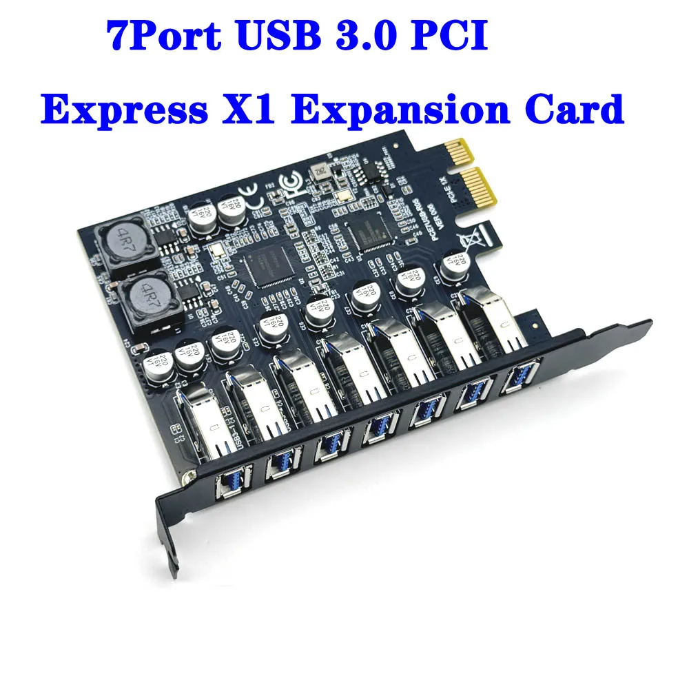 НОВЫЙ 7-портовый адаптер USB 3.0 PCI Express для карты расширения PCIE X1 к USB3.2 Gen1 5 ГБ