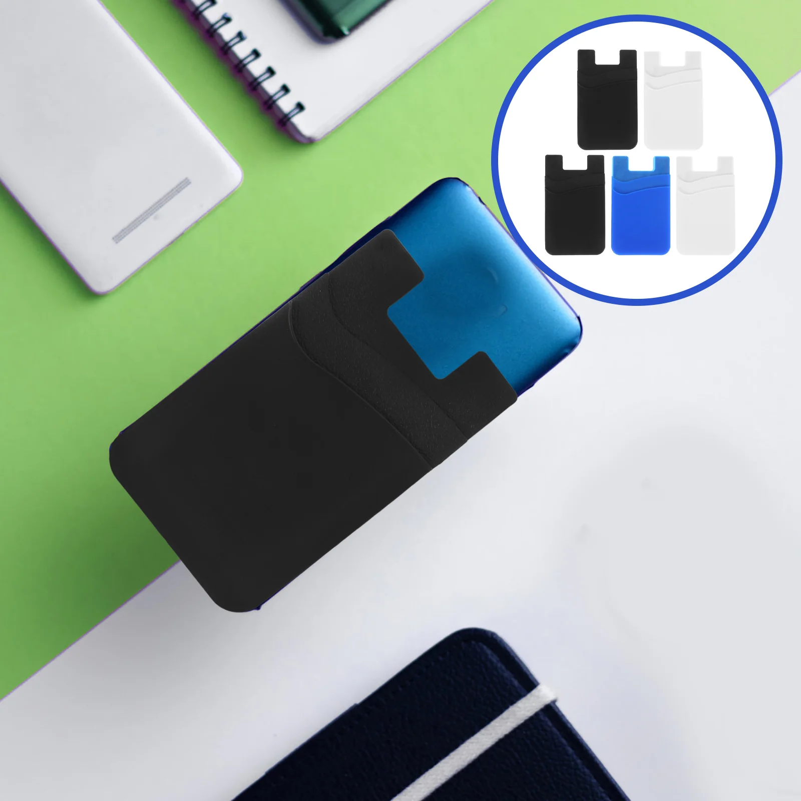 

5pcs Card Holder 2-layer Self-adhesive Cellphone Wallet Phone Back Wallet Pouch