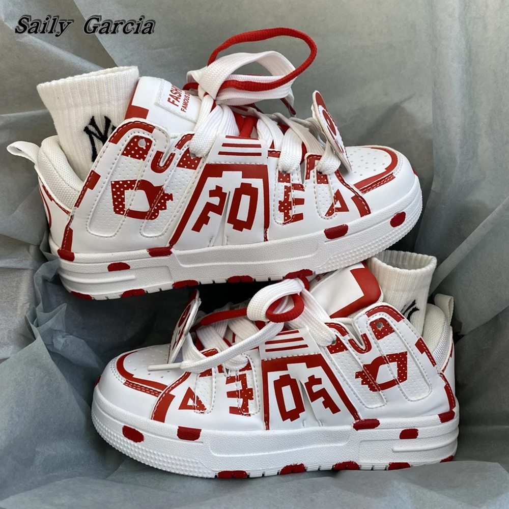 Женская Повседневная Вулканизированная обувь на шнуровке большие размеры Новая