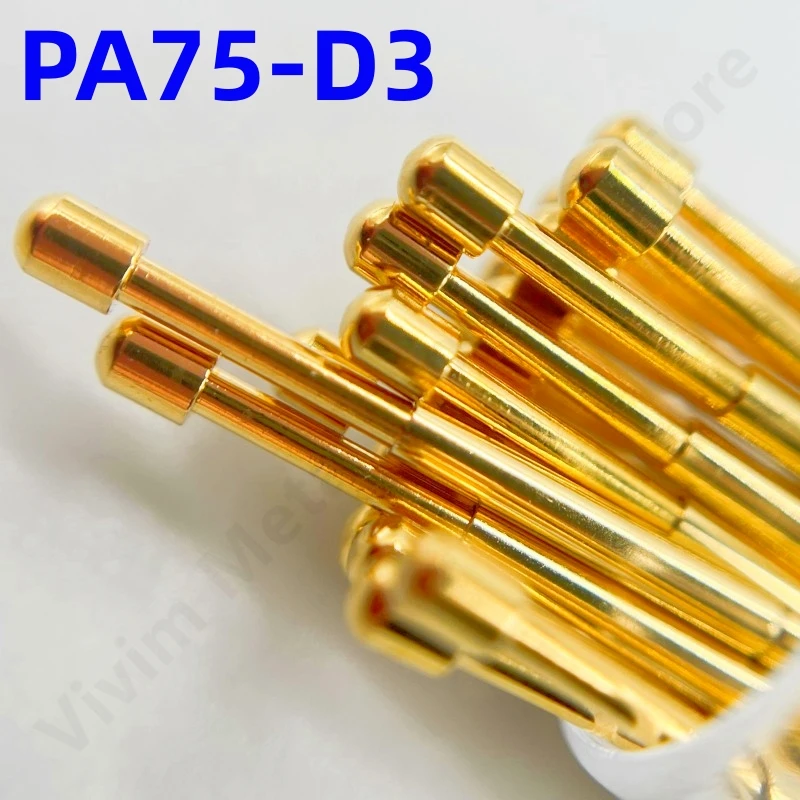 

100 шт. PA75-D3 Пружинный тестовый щуп PA75-D Тестовый штифт для печатной платы, диаметр 17,0 мм, диаметр 1,02 мм, золотой игольчатый наконечник, диаметр 1,5 мм, штифт Pogo P75-D P75-D3