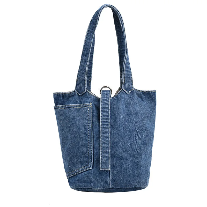 

Casual Denim Tote Bag Women's Shoulder Bag 2023 New Bucket Bag