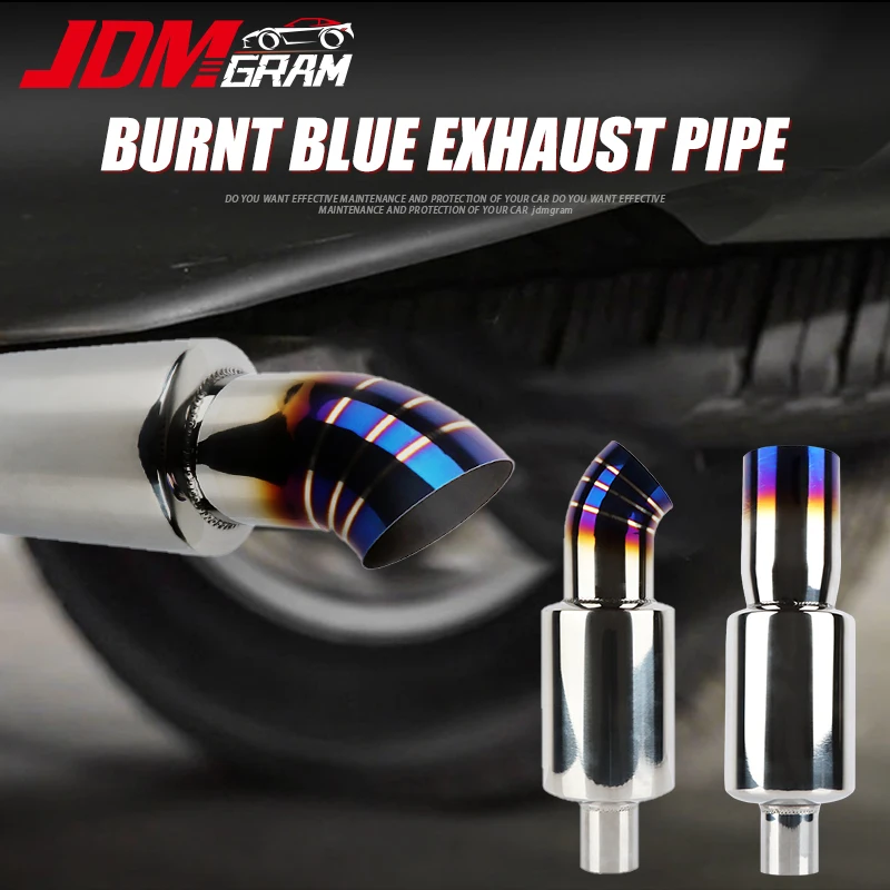 

Universal Car Exhaust Pipe Muffler 51mm Stainless Steel Rear Tube Gas Tail Pip Burnt Blue Interface Auto Replacement Accessories