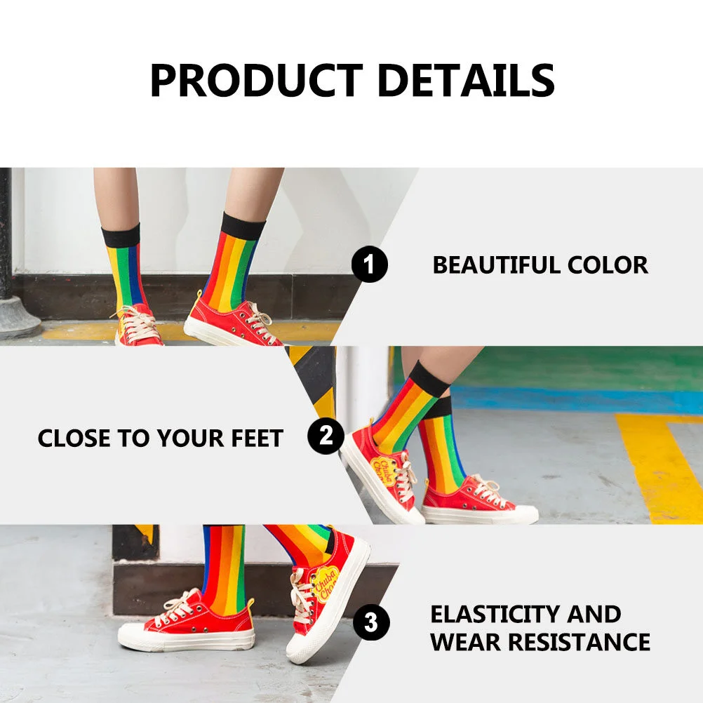 Illustration Durable Stockings Unisex Cotton Socks Couple Stylish Mid-calf Length