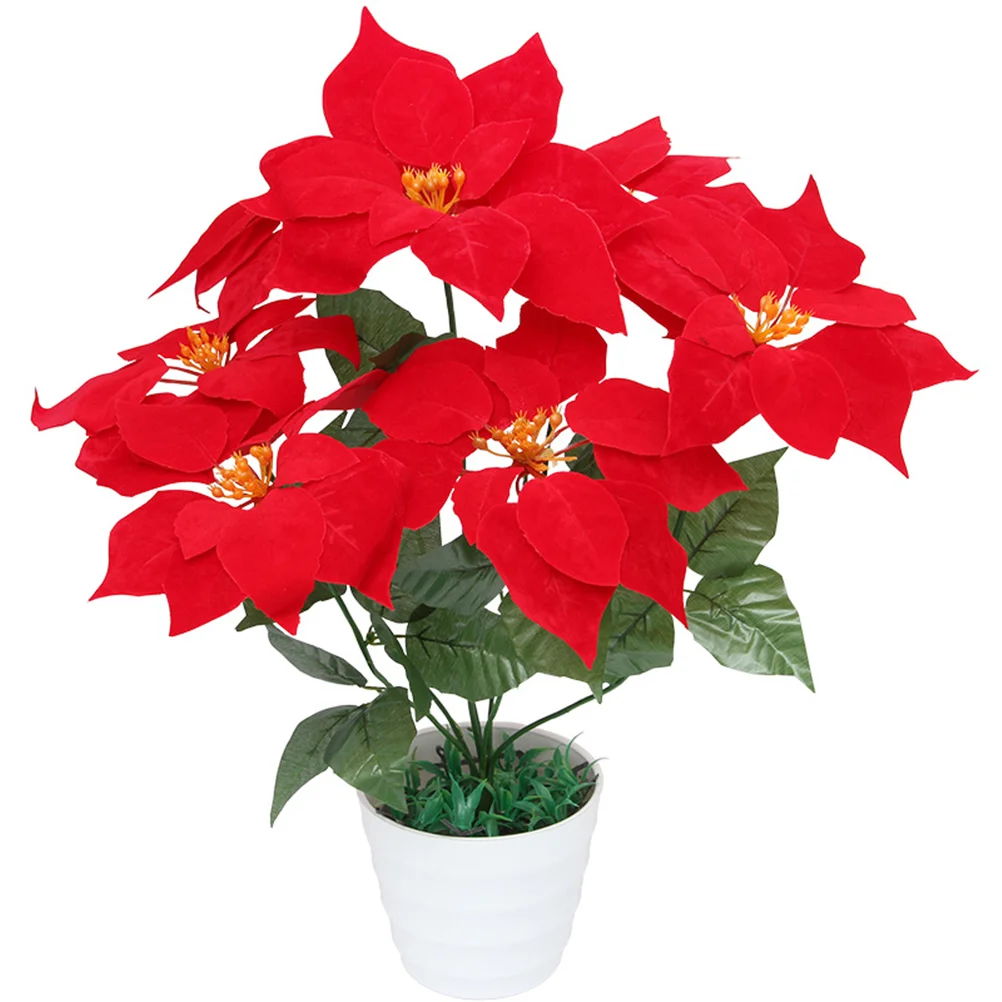 

Christmas Flower Flowers Poinsettia Artificial Red Arrangements Fake Floral Bouquets Simulation Centerpiecespicks Wreath Silk