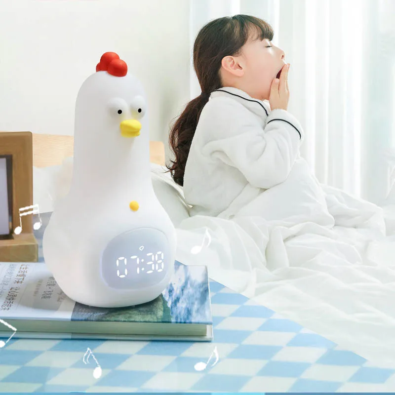 

Night Light for Kids Room Cute Chicken Lamp Alarm Clock Dimming Nightlight Nursing Led Gift Baby Child Wife Bedside Decoration