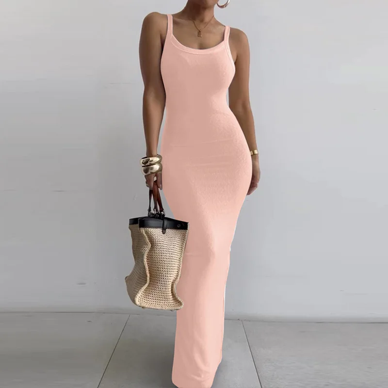 

Женское платье-скимпер в полоску, повседневное элегантное платье макси с абстрактным принтом и U-образным вырезом, лето 2023