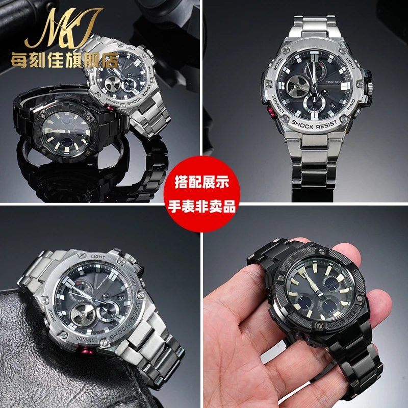 Фото Для Casio G-SHOCK стальной сердце металлический ремешок для часов GST-W300G 400G S130 GST-B100 GST-210 твердый ремешок для часов из нержавеющей стали аксессуары №3