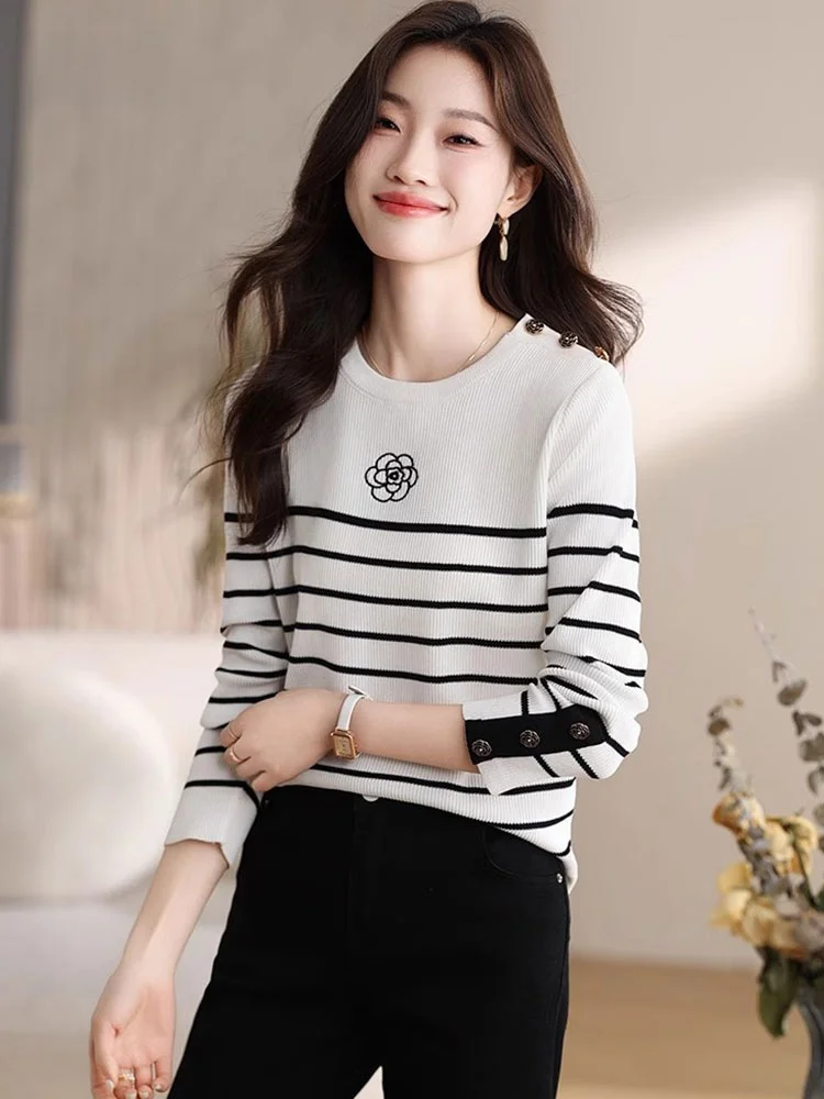 La Chabell Puella Camellia с вышивкой на плечах и пуговицами в полоску новый элегантный