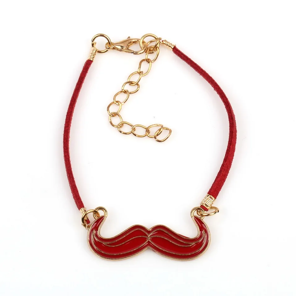 Ручная партия золотого цвета заявление браслет браслет подарок модный дизайн эмаль металл кожа усы для девочек.