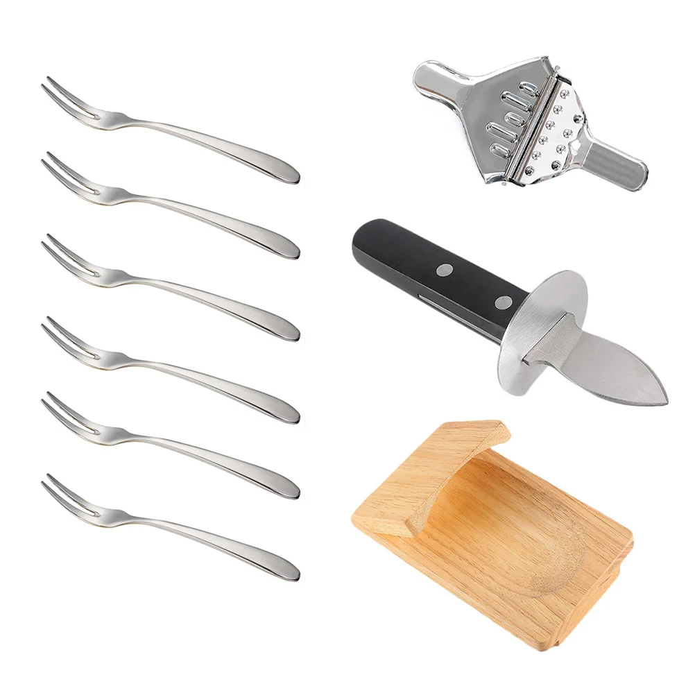 

Oyster Opener Shucker Shucking Seafoodholder Clam Shellfish Tools Kit Clamp Shell Opnerset Wood Fork Kitchen Tool Supplies
