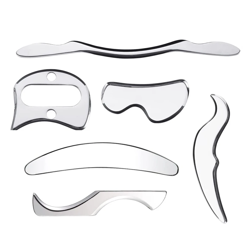 

6 Pcs Stainless Steel Gua Sha Scraping Massage Tool Set - For Back,Leg, Arm, Neck, Shoulder And Whole Body Acupoints