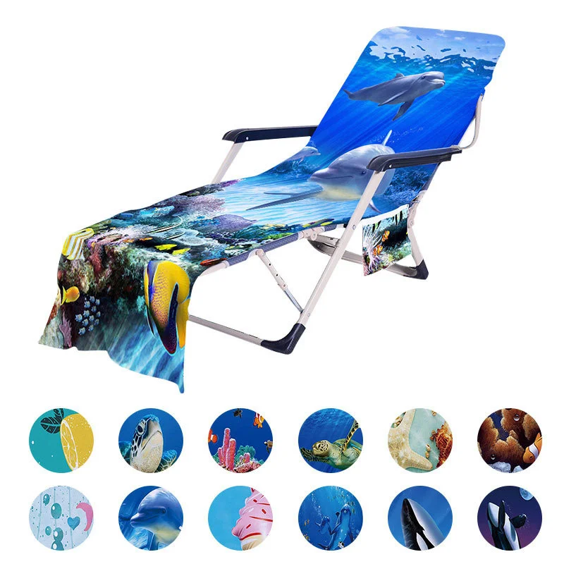 Ocean Series-funda reclinable con bolsillo lateral, silla con eslinga de microfibra suave, toalla de playa de verano, tumbona para tomar el sol