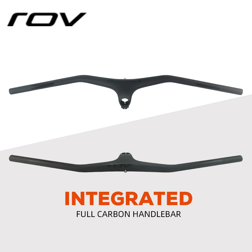 Rova Carbon Fiber XC Mountain Bike Half Matte Half Gloss Integrated Handlebar Angle Down 10 Degrees Then Sweep 9 Degrees