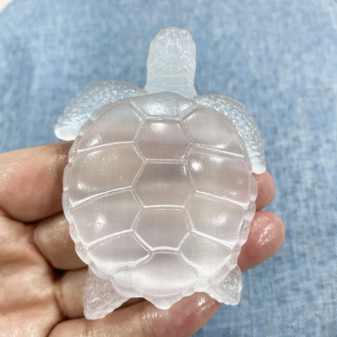 

Natural Crystal White Selenite Carving Sea Turtles Gypsum Clear Healing Mineral Craft Collection 1PCS