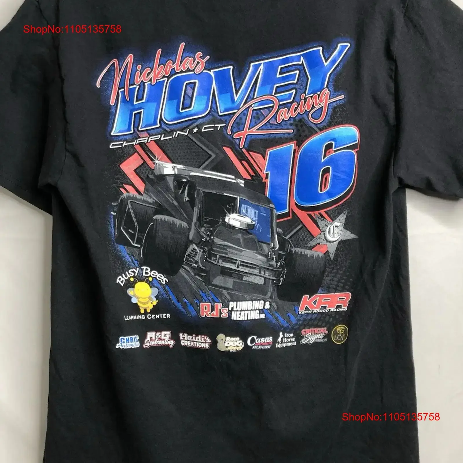 Фото Nickolas Hovey CT Racing Черная двусторонняя футболка для взрослых Размер M СРЕДНЯЯ винтажная стираная дизайнерская одежда Дышащая повседневная одежда №1
