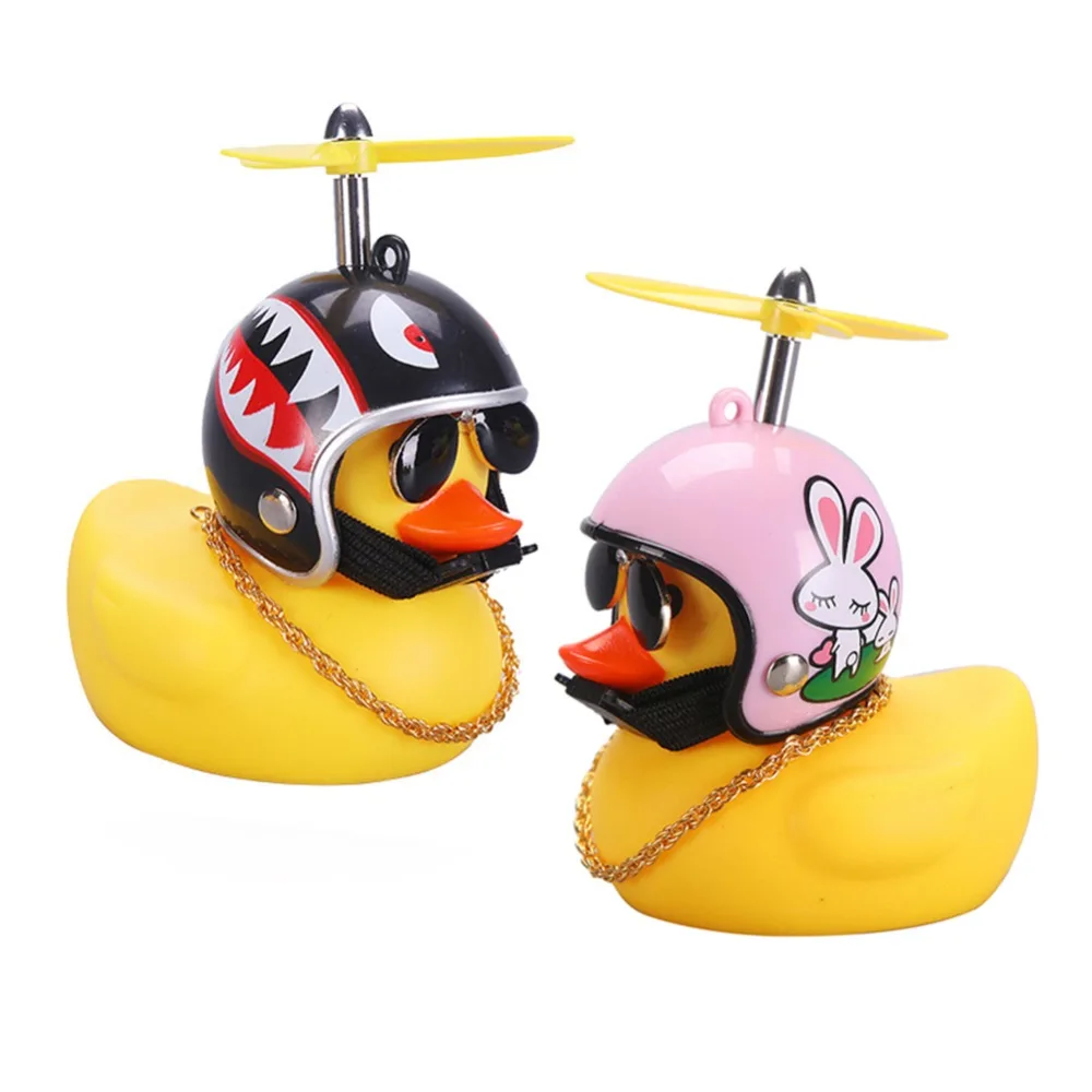 

Car Duck with Helmet Broken Wind Small Yellow Duck Road Bike Motor Helmet Riding Cycling Car Accessories Decor Without Lights