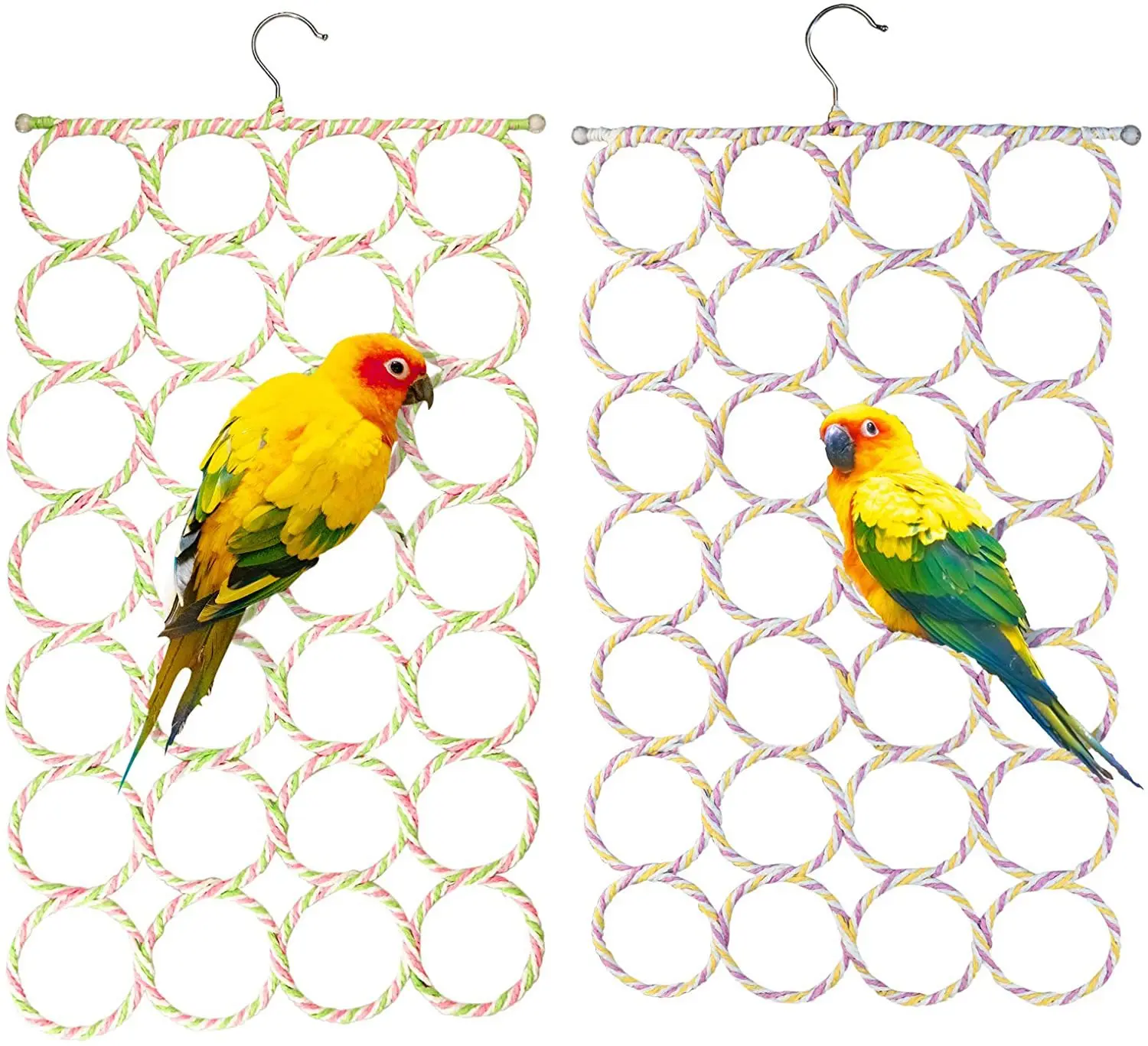 

35x60cm Parrot Climbing Net Bird Toy Swing Rope Net Bird Stand Net Hammock With Hook Bird Hanging Climbing Chewing Biting Toys