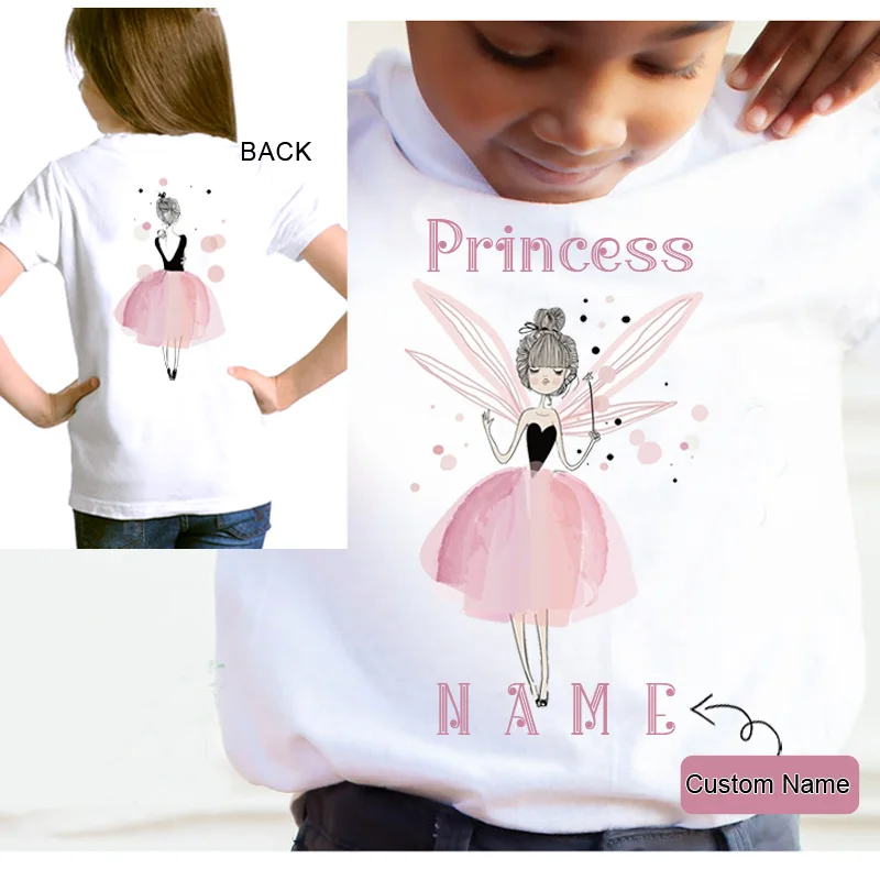 Princess T Shirt  for Girl Shirt Custom Name Summer Clothes Teen Girls Clothing Children Gift Kids Clothes Girls 8 To 12 Parties