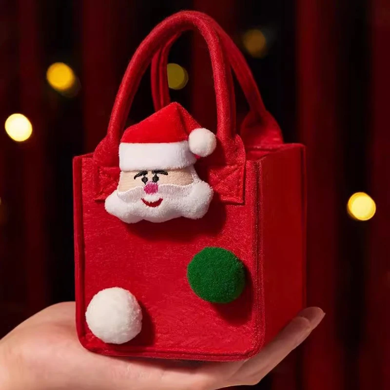 1 шт. милая рождественская сумка в виде яблока мини-фетровая для хранения конфет