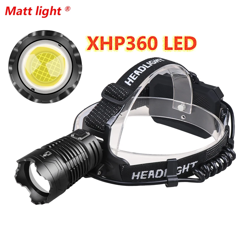 

XHP360 Led Headlamp Super Bright 36-core Zoom Front Lights Power Bank Headlight Rechargeable 18650 Battery Head Flashlight Lamp