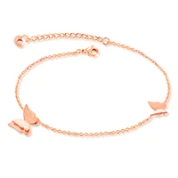 elegant and small butterfly titanium steel anklet o plated rose gold anklet