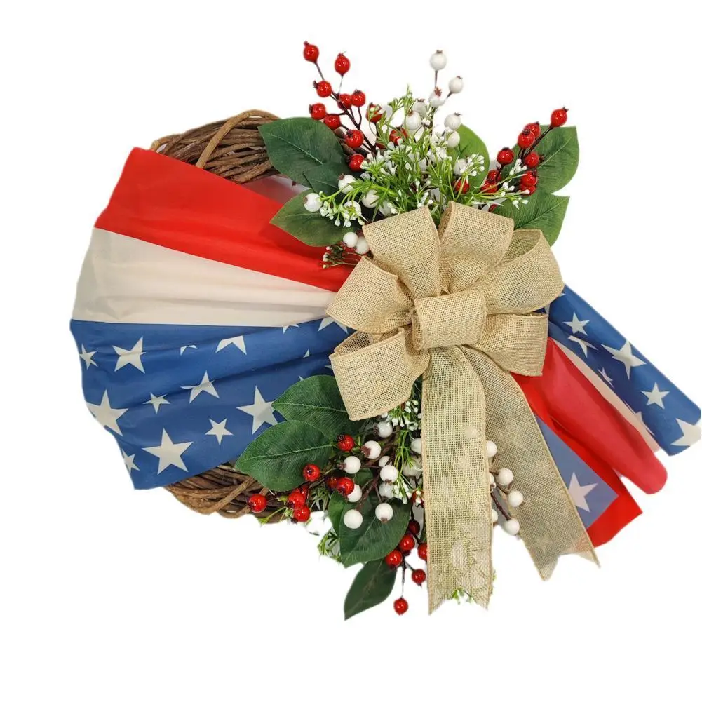 

Independence Day Wreath Artificial Wreath Hanging Decor Wreath Front Wreath Door Decoration Simulation Door Flower T5Y8