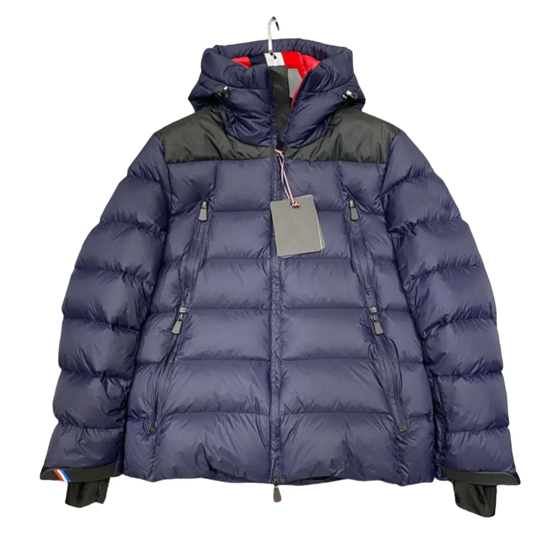 Мужской зимний пуховик с капюшоном 95% белый гусиный пух